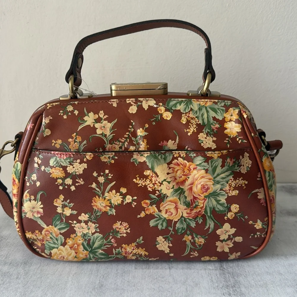 Patricia Nash Gracchi Frame Leather Botanical Vintage Garden Handbag Xbody
